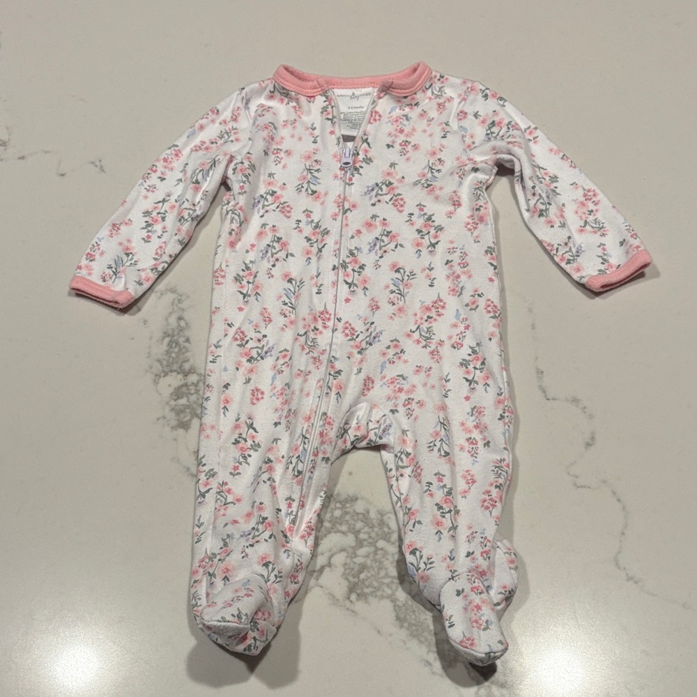 Laura Ashley Pink and White Floral Footie